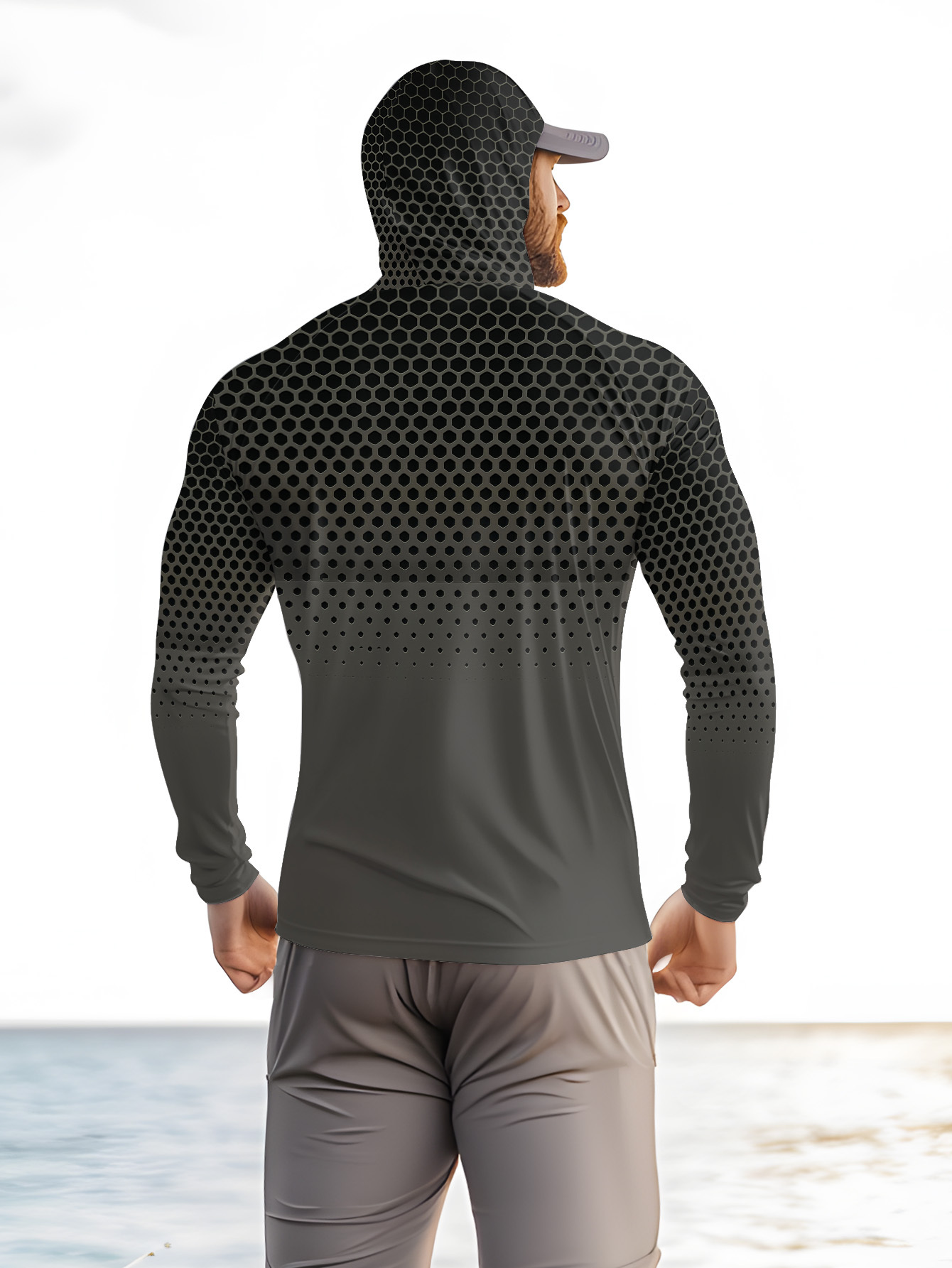Grey Gradient Honeycomb Men Fi - đánh giá và giá Fishing Shirt Uv Protection